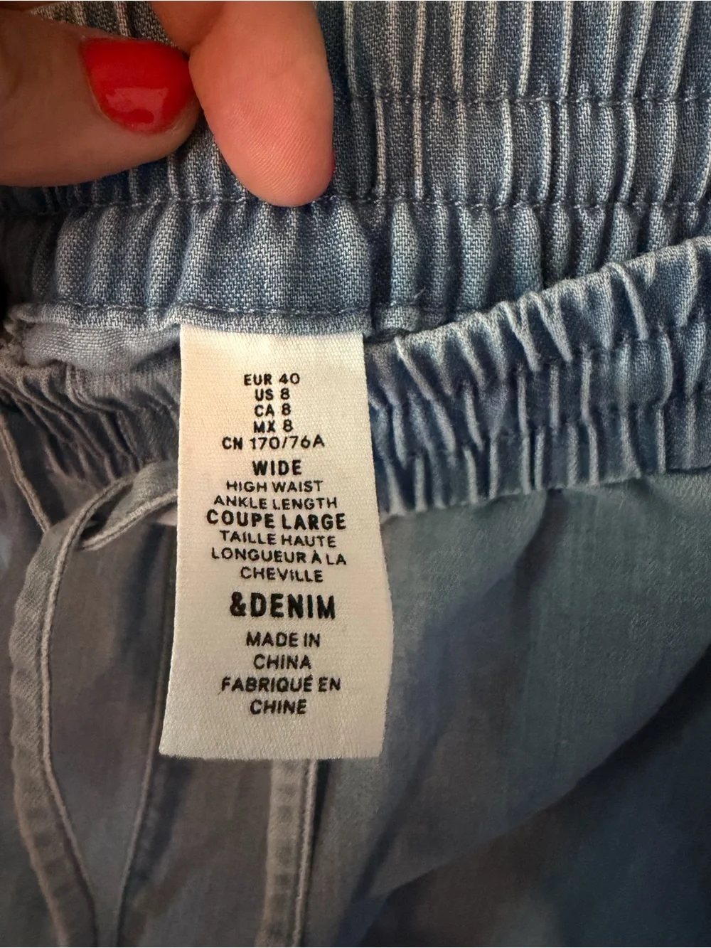 Light Blue women’s Drawstring Linen-Blend Pants
